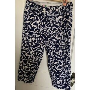 Lily Pulitzer Crop Corduroy Pants Horse Print Sz 6 Cotton Stretch Palm Beach Fit